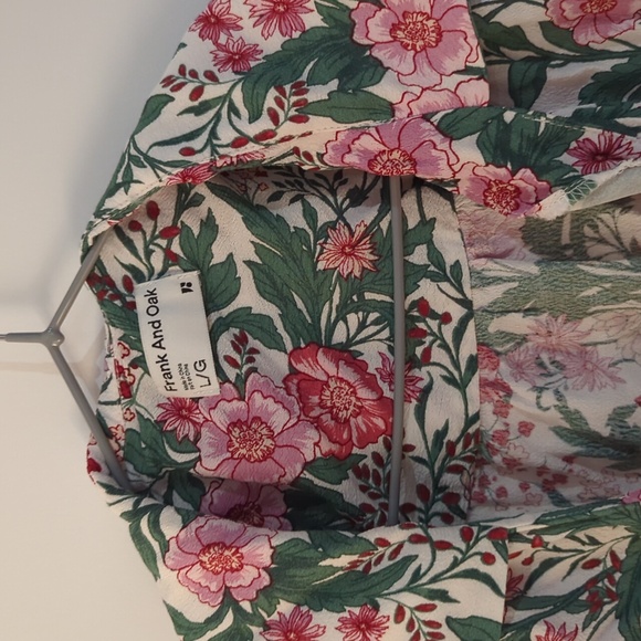 Cropped Botanical Floral Long Sleeve Collared Wrap Blouse Frank & Oak Size Large - Picture 3 of 8